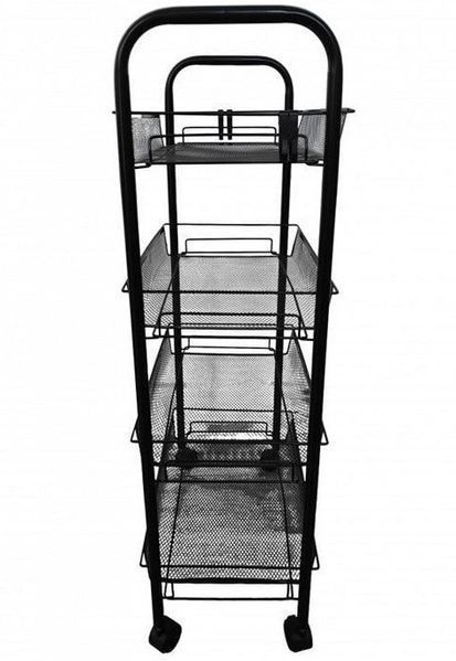 Этажерка на колесиках RIAS LY-1246 4 яруса 84x25.5x44 см Black (3_08680) 3_08680 фото