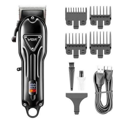 Машинка для стрижки волос VGR V-051 LED-дисплей аккумуляторная 4 насадки 2500mAh 8W Black (7_02505) 7_02505 фото