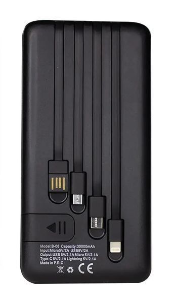 Внешний аккумулятор Power Bank ProTech B-06 LCD LED Фонарик 30000 mAh Black (3_02405) 3_02405 фото