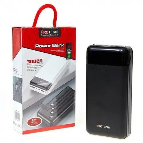 Внешний аккумулятор Power Bank ProTech B-06 LCD LED Фонарик 30000 mAh Black (3_02405) 3_02405 фото