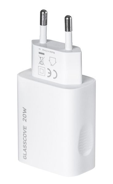 Сетевоe зарядное устройство Glasscove TC-012APQ20 3A 20W USB+Type C White (3_00661) 3_00661 фото