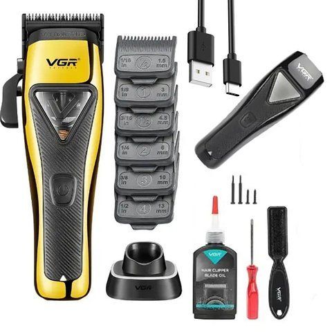 Машинка для стрижки волос VGR V-015 аккумуляторная 6 насадок 2500mAh 7W Gold-Black (7_02507) 7_02507 фото