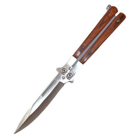 Ніж-метелик Balisong A229 з Чохлом 22см Коричневе Дерево (7_00639) 7_00639 фото
