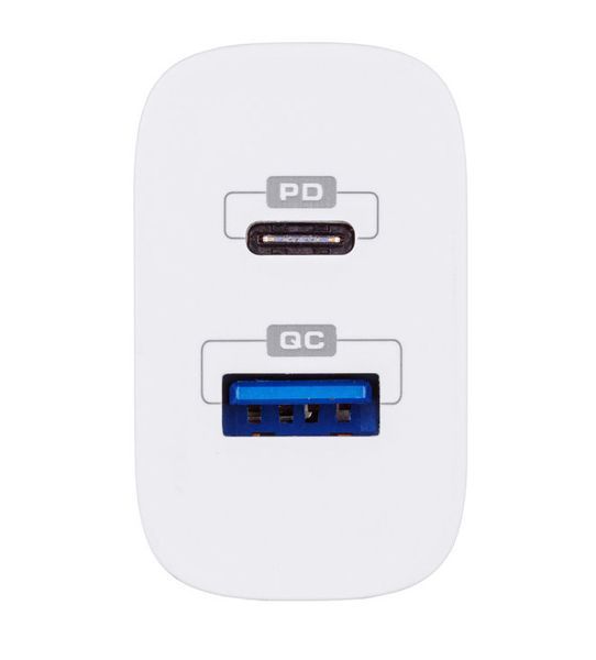 Сетевоe зарядное устройство Glasscove TC-012APQ20 3A 20W USB+Type C White (3_00661) 3_00661 фото
