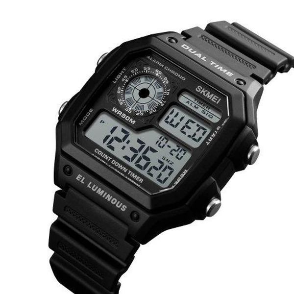 Наручные мужские часы Skmei 1299BK Dual Time Black (7_01128) 7_01128 фото