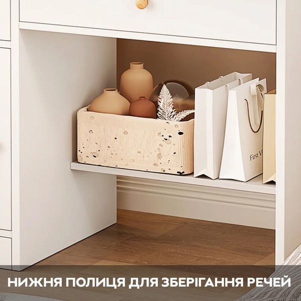 Туалетний столик RIAS A182-80 з круглим дзеркалом та системою зберігання 130x80x40 см White (3_08177) 3_08177 фото