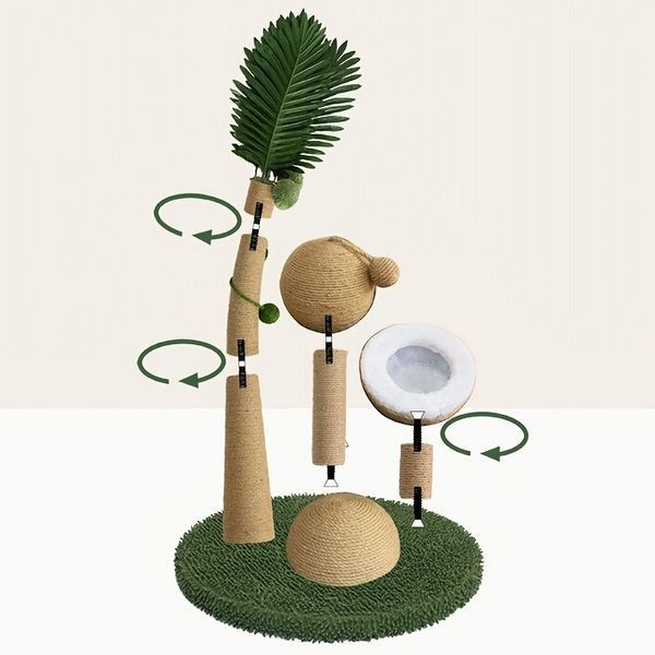 Когтеточка для кошек RIAS PP-70 в виде кокосовой пальмы 70 см Green-Beige (3_08482) 3_08482 фото