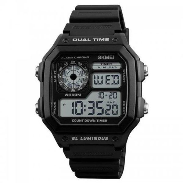 Наручные мужские часы Skmei 1299BK Dual Time Black (7_01128) 7_01128 фото
