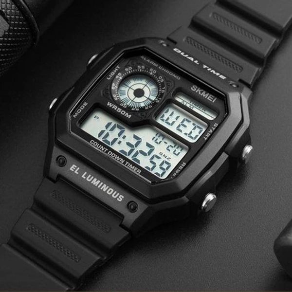 Наручные мужские часы Skmei 1299BK Dual Time Black (7_01128) 7_01128 фото