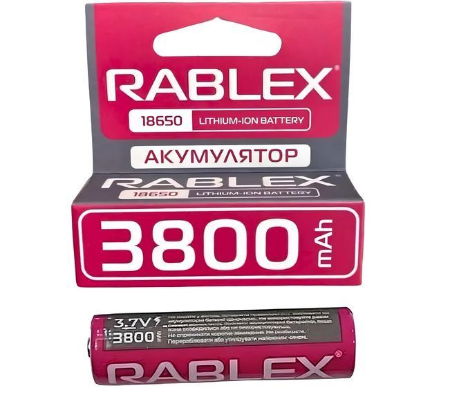 Акумулятор батарея Rablex 18650 Li-ion 3800mAh 3.7V Red 1 шт (7_01603) 7_01603 фото