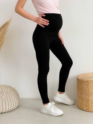 Легінси для вагітних WOW MOM Трикотаж Чорні XS (1_011) 1_011_XS фото