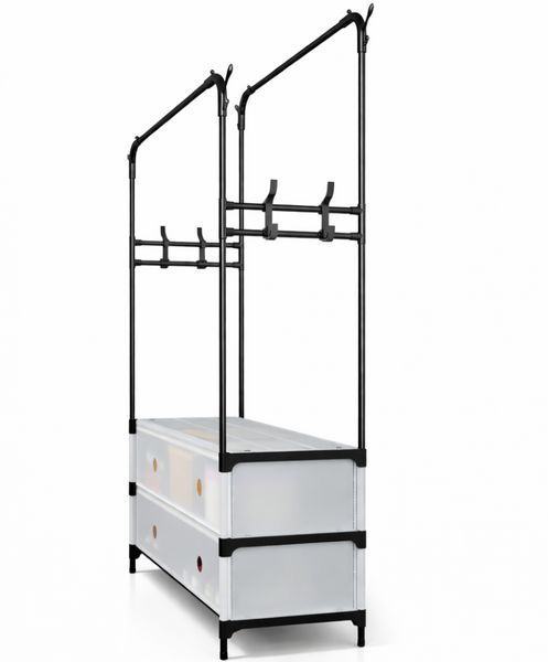 Вішалка-стелаж для одягу та взуття RIAS Coat Rack MJPP63 63x28x175 см Black-White (3_08461) 3_08461 фото
