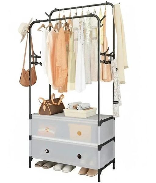 Вішалка-стелаж для одягу та взуття RIAS Coat Rack MJPP63 63x28x175 см Black-White (3_08461) 3_08461 фото