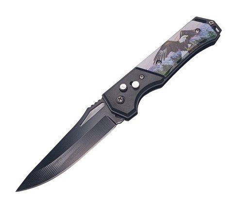 Выкидной нож Ming K10 "Орел" с клипсой 21.5см Black (7_01997) 7_01997 фото