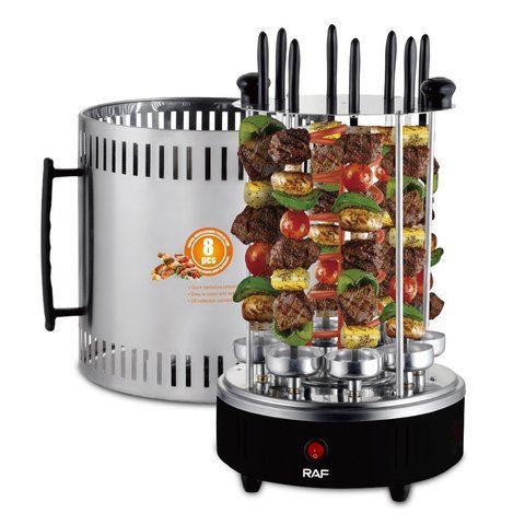 Электрошашлычница RAF R.8619 с антипригарным покрытием 1200W на 8 шампуров Silver (3_07696) 3_07696 фото