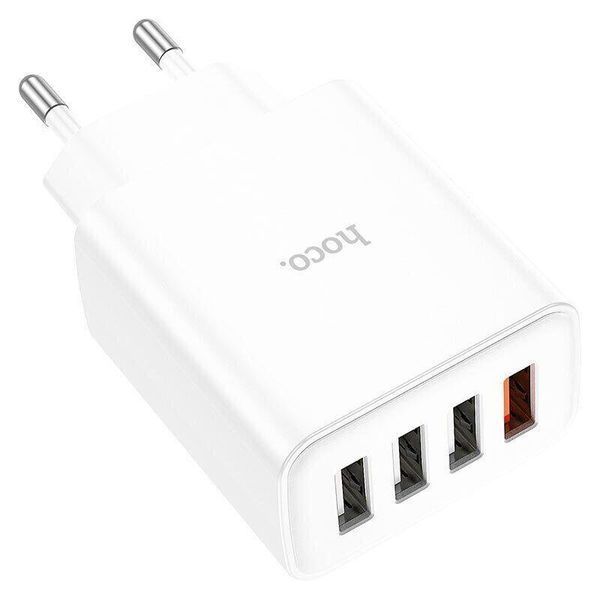 Сетевоe зарядное устройство Hoco C102A 18W 4xUSB с функцией быстрой зарядки QC3.0 White 7_01698 фото