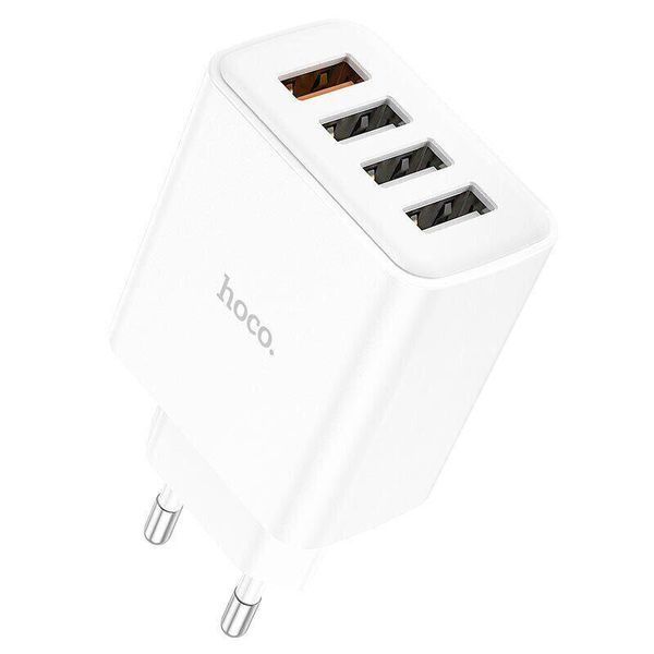 Сетевоe зарядное устройство Hoco C102A 18W 4xUSB с функцией быстрой зарядки QC3.0 White 7_01698 фото
