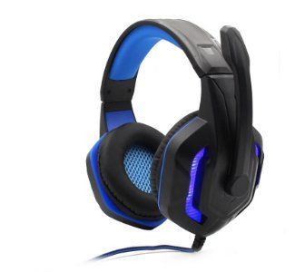 Наушники игровые KOMC G311 с микрофоном и подсветкой USB+2xMini-Jack 3.5 mm Black-Blue (2_009537) 2_009537 фото