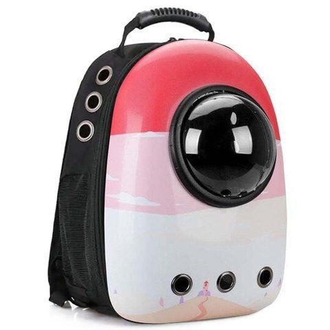 Рюкзак для переноски домашних питомцев RIAS CosmoPet CP-12 с иллюминатором Red-Pink (3_03885) 3_03885 фото
