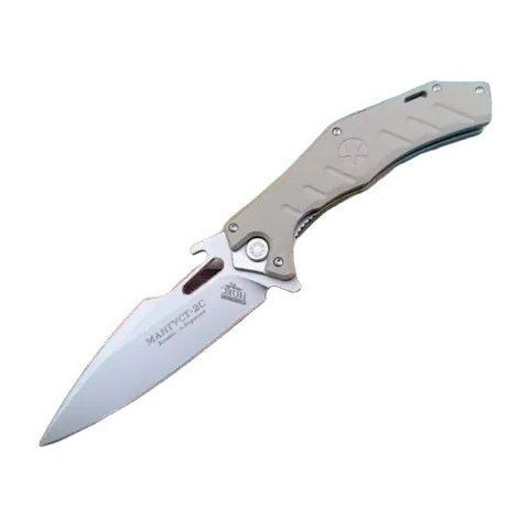 Розкладний ніж Нокс Мангуст-2С для туризму 23.3см Silver-Khaki (7_03002) 7_03002 фото