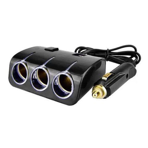 Автомобільний розгалужувач прикурювача Olesson 1506 на 3 виходи 120W Black (7_01720) 7_01720 фото
