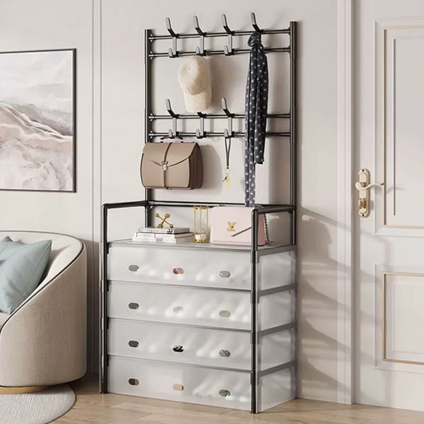 Підлогова вішалка-стійка для одягу та взуття RIAS Multifunctional Integrated Rack 60.5x29x192 см White (3_08685) 3_08685 фото