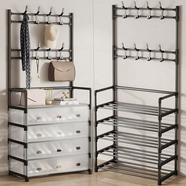 Підлогова вішалка-стійка для одягу та взуття RIAS Multifunctional Integrated Rack 60.5x29x192 см White (3_08685) 3_08685 фото