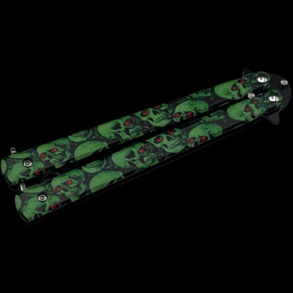 Ніж-метелик тренувальний Benchmade 669 "Череп" 22.5см Green (7_03171) 7_03171 фото