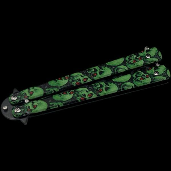 Ніж-метелик тренувальний Benchmade 669 "Череп" 22.5см Green (7_03171) 7_03171 фото