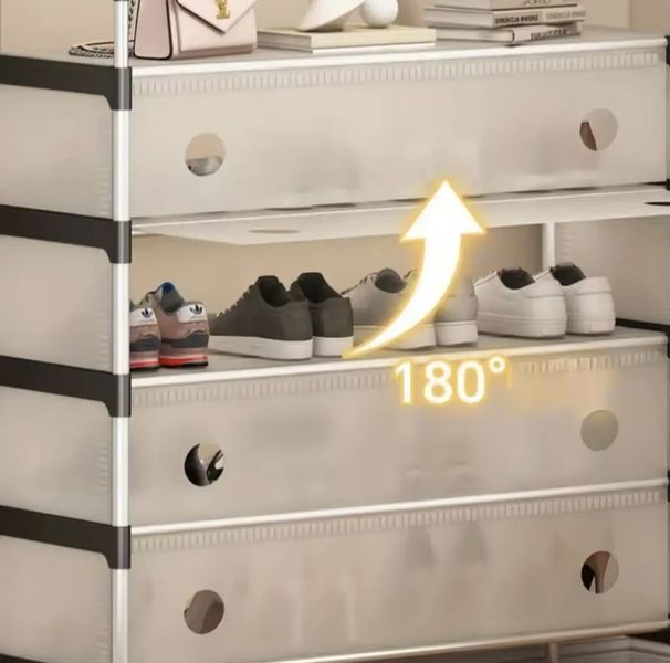 Підлогова вішалка-стійка для одягу та взуття RIAS Multifunctional Integrated Rack 60.5x29x192 см White (3_08685) 3_08685 фото