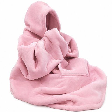 Плед-худі RIAS KK з капюшоном і кишенею-кенгуру універсальний Pink (3_08636) 3_08636 фото