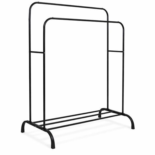 Підлогова вішалка-стійка для одягу RIAS Multipurpose Hanger з полицею для взуття 110x56x145 см Black (3_08179) 3_08179 фото