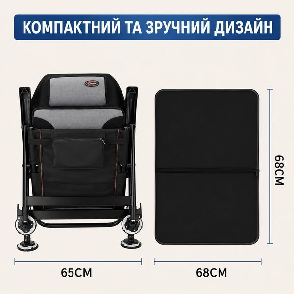 Кресло складное для рыбалки RIAS FI-01 с регулируемой спинкой 96&times;65&times;60 см Grey-Black (3_08368) 3_08368 фото