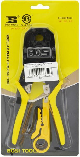 Кліщі обтискні Bosi Tools BS-D3468 для обтискання штекерів RJ11/RJ12/RJ45 (3_07700) 3_07700 фото