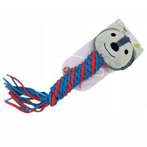 Игрушка-перетяжка для собак ZOOFARI Волк с пищалкой и канатом 100 см Blue-Red (3_08487) 3_08487 фото