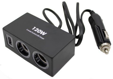Автомобільний розгалужувач прикурювача Olesson 1522 на 2 виходи + USB 120W Black (7_01722) 7_01722 фото