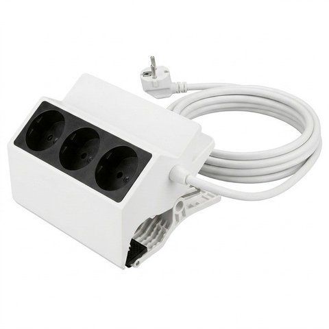 Подовжувач SilverCrest з затискачем 3 розетки 3520W 3 м White-Black (3_08327) 3_08327 фото