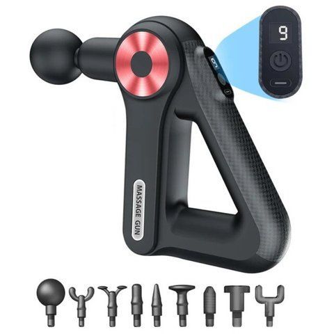 Ручний масажер для м'язів RIAS Massage Gun SL-8891 9 насадок Black (3_04092) 3_04092 фото