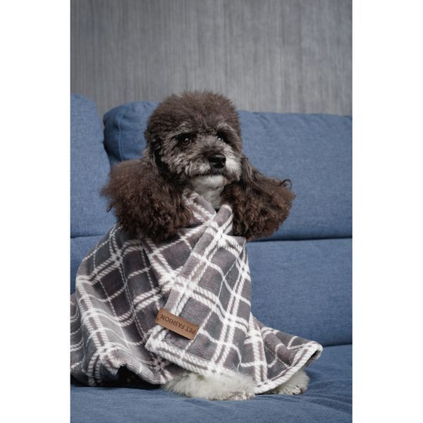 Плед Pet Fashion Bliss 2 для собак і котів плюш сірий картатий 70,5х94 см (8_00075) 8_00075 фото