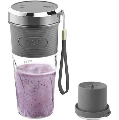 Блендер портативний акумуляторний DSP KJ2087 для коктейлів та смузі 350ml 50W Grey (3_05403) 3_05403 фото