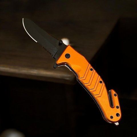 Розкладний ніж Tiger USA 2288 із серрейтором та склобоєм 21см Orange (7_02169) 7_02169 фото