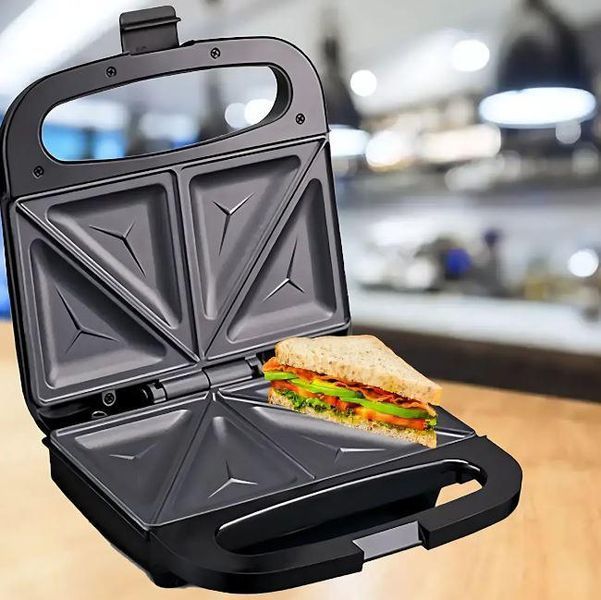 Бутербродниця-Сендвічниця Hoffmans HM-3003 антипригарне покриття 1000W Grey-Black (3_07385) 3_07385 фото