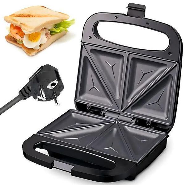 Бутербродниця-Сендвічниця Hoffmans HM-3003 антипригарне покриття 1000W Grey-Black (3_07385) 3_07385 фото