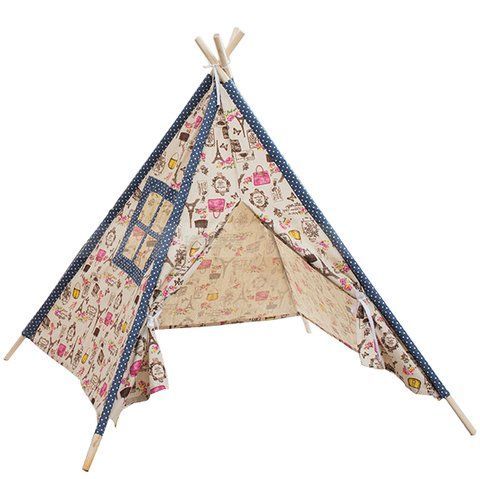 Детская игровая палатка вигвам RIAS KRO-160 с деревянным каркасом 130x120x120 см France (3_08134) 3_08134 фото