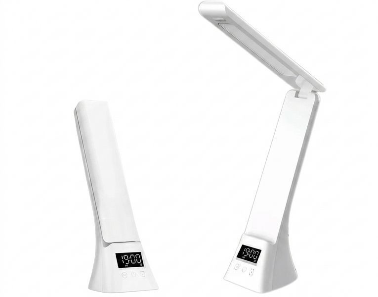 Настольная лампа RIAS TYV-2088 с часами и беспроводной зарядкой 15W White (3_08182) 3_08182 фото