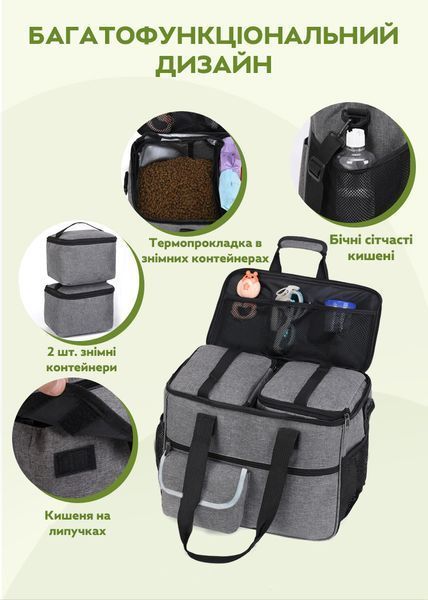 Дорожная сумка для животных CosmoPet CP-1034 с термоконтейнерами Grey (3_06647) 3_06647 фото