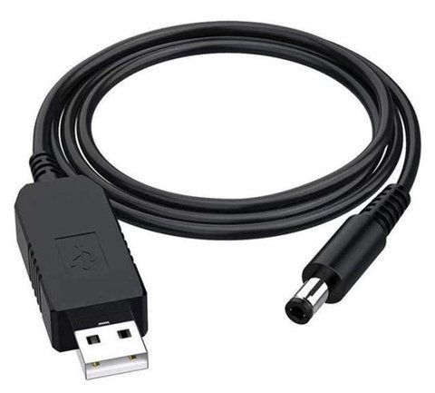 Кабель конвертер RIAS NP-FW50 для Wi-Fi роутера с 5V на 12V USB - 5.5x2.1 мм 1 м Black (7_01047) 7_01047 фото