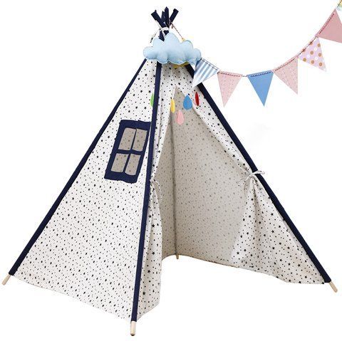 Детская игровая палатка вигвам RIAS KRO-160 с деревянным каркасом 130x120x120 см Stars (3_08135) 3_08135 фото