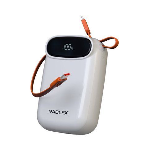 Зовнішній акумулятор Power Bank Rablex RB20FP Lightning Type-C Швидка зарядка 120W 20000 mAh White (7_02773) 7_02773 фото