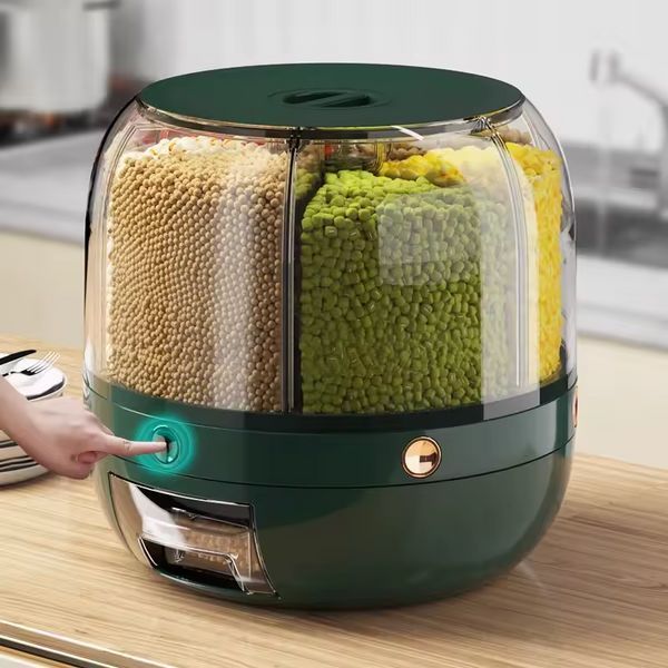 Контейнер-диспенсер для круп RIAS KF8983 з обертовим корпусом 24&times;24&times;24 см Emerald (3_08590) 3_08590 фото